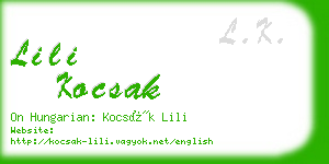 lili kocsak business card